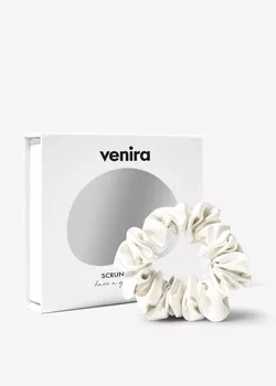 VENIRA scrunchie hedvábná gumička, bílá